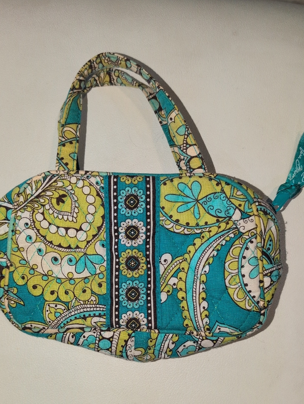 Vera Bradley Quilted Paisley Turquoise & Lime Small Purse - Retired Pattern - Picture 1 of 8